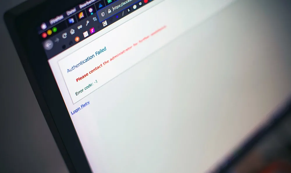 Website error message