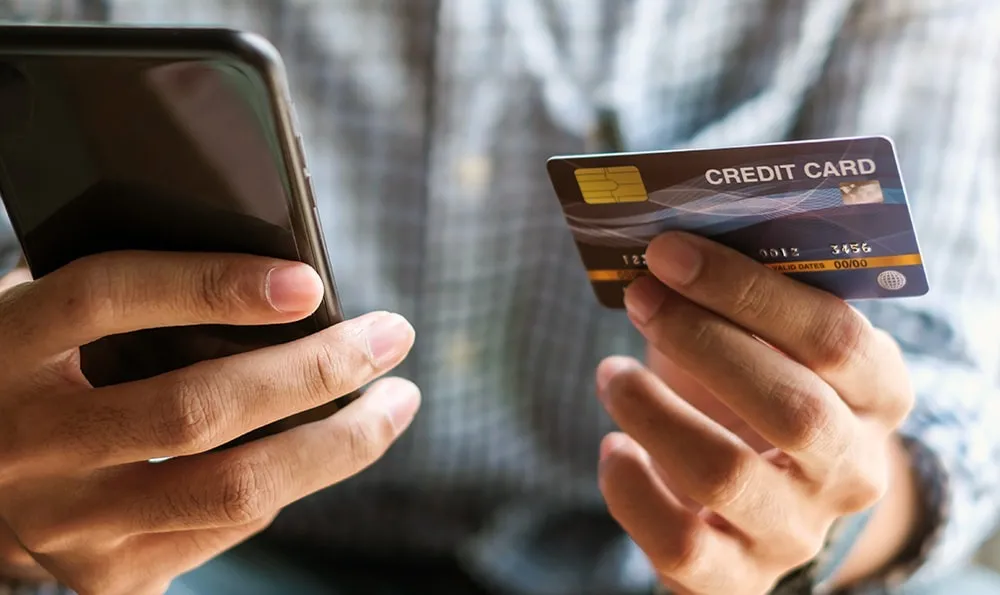 Online shopping purchase with a credit card
