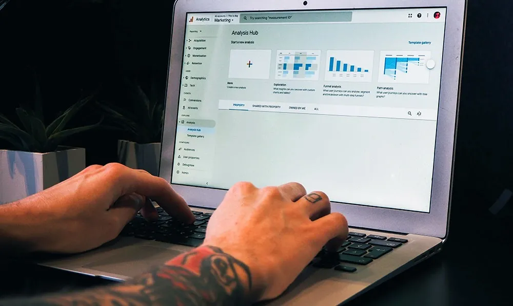 Google Analytics 4 (GA4) on a laptop screen